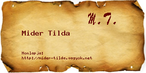Mider Tilda névjegykártya